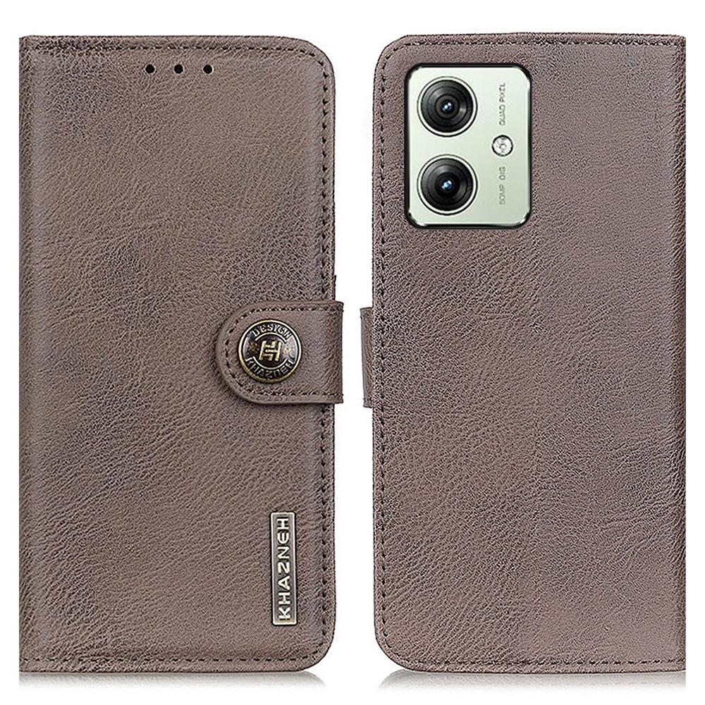 

KHAZNEH For Motorola Moto G54 5G Case Cowhide Texture Wallet Leather Phone Cover Khaki