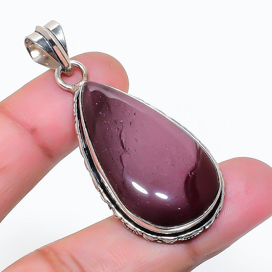 Natural Mookaite Gemstone Handmade 925 Sterling Silver Pendant 2.01" AP-14910