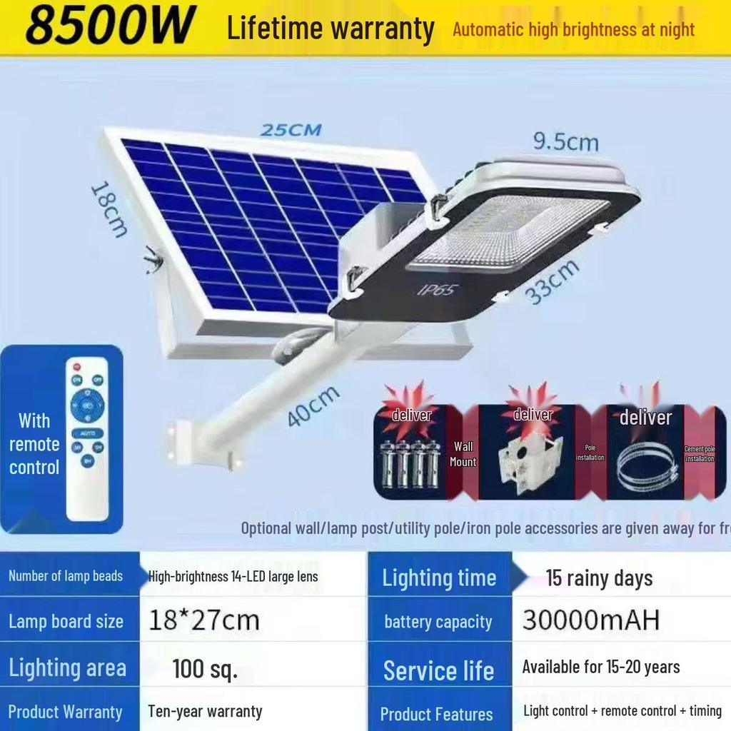 High-Power Waterproof Solar Street Lamp with Lightning Protection