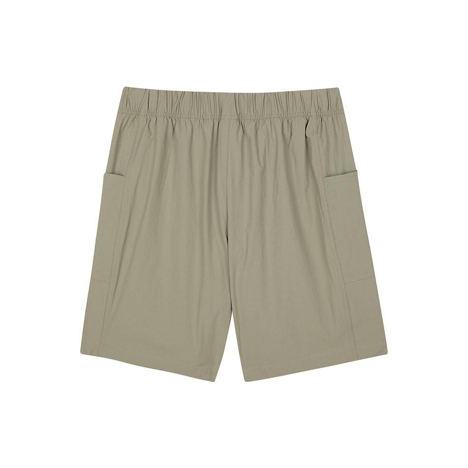 Skechers Solid Color Loose Fit Straight Leg Sports Shorts Men Shorts Dark-Green L223M041