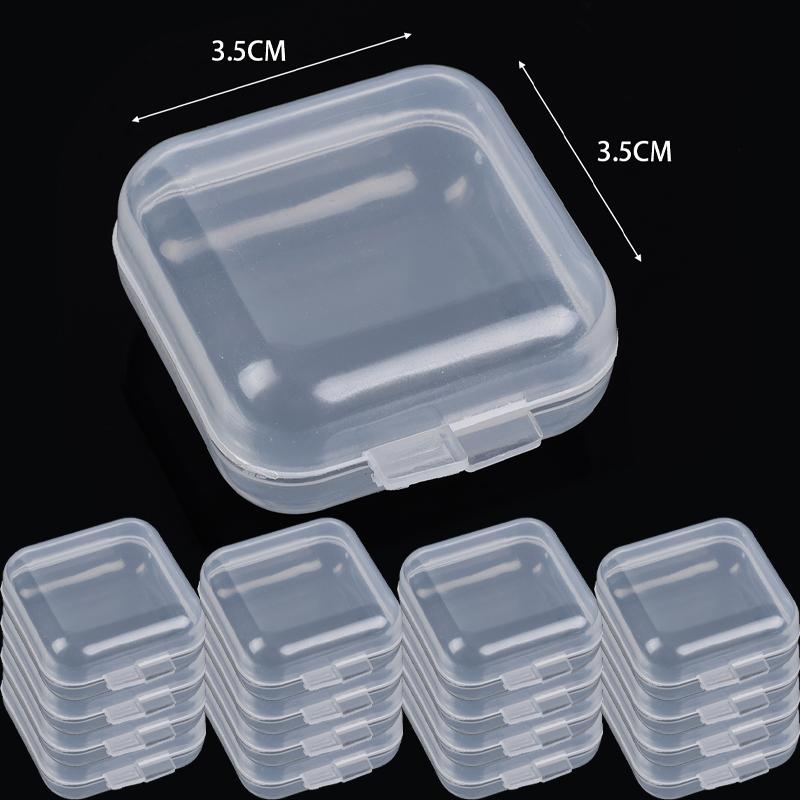 

1/100x Clear Jewelry Box Earplugs Packaging Organizer Square Plastic Earring Small Container for Tiny Bead Jewelry Storage Boxes 1PC чистый