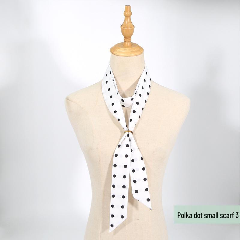 

Polka Dot Silk Scarf: Versatile Ribbon for Bags & Ties - Spring & Autumn Korean Style