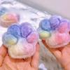 Mini  Squeeze Toy Plush Dyed Cat Paw Pinching Toy Stress Relief Toy Fidget Silicone Slow Rebound Decompression Toy