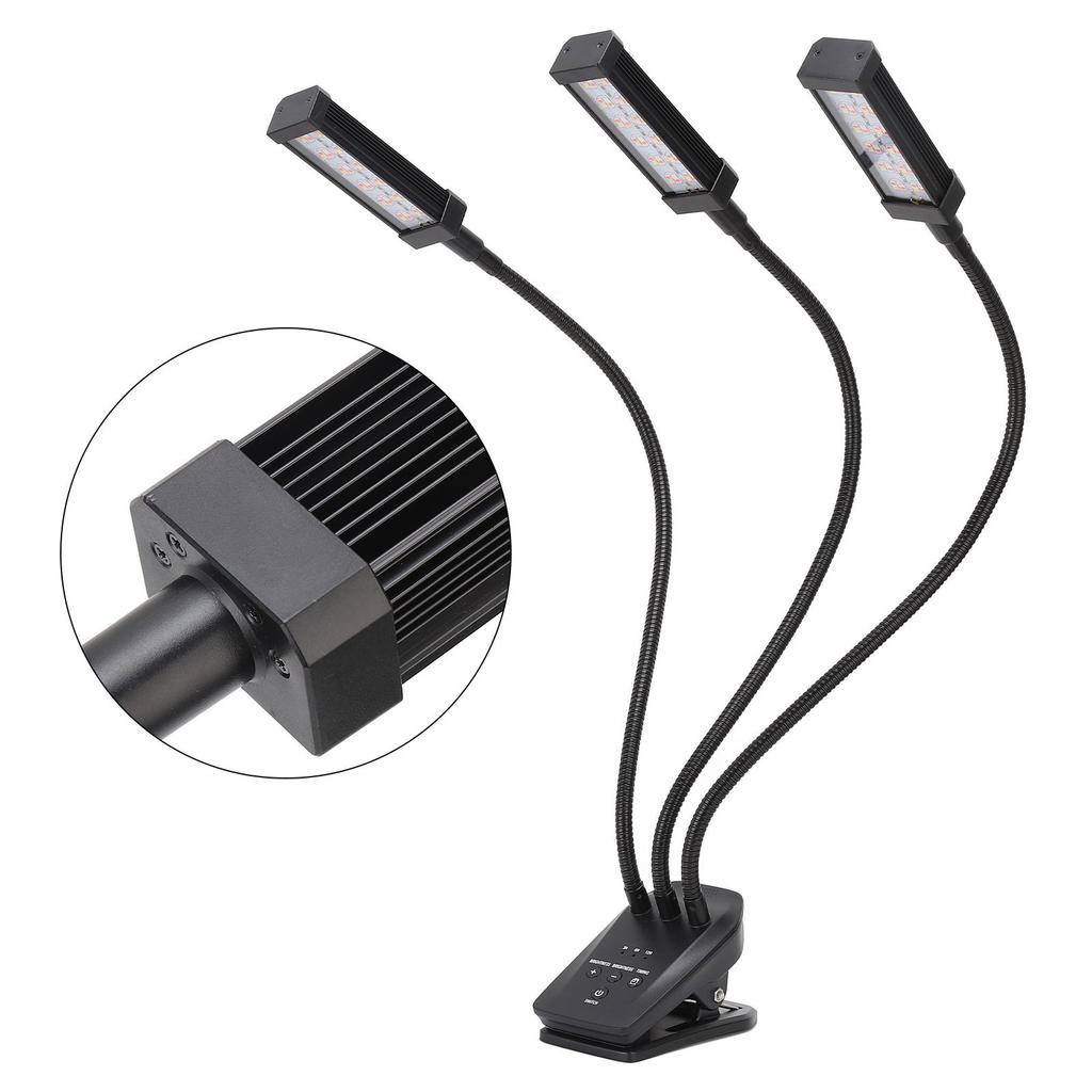 LED Plant Grow Light 360 degrees  Adjustable Grow Lamp 3 Head Timed Plant Light for Indoor Succulent
