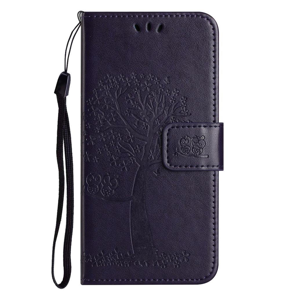 For Motorola Moto G55 5G Case PU Leather Owl Tree Imprinted Wallet Phone Cover