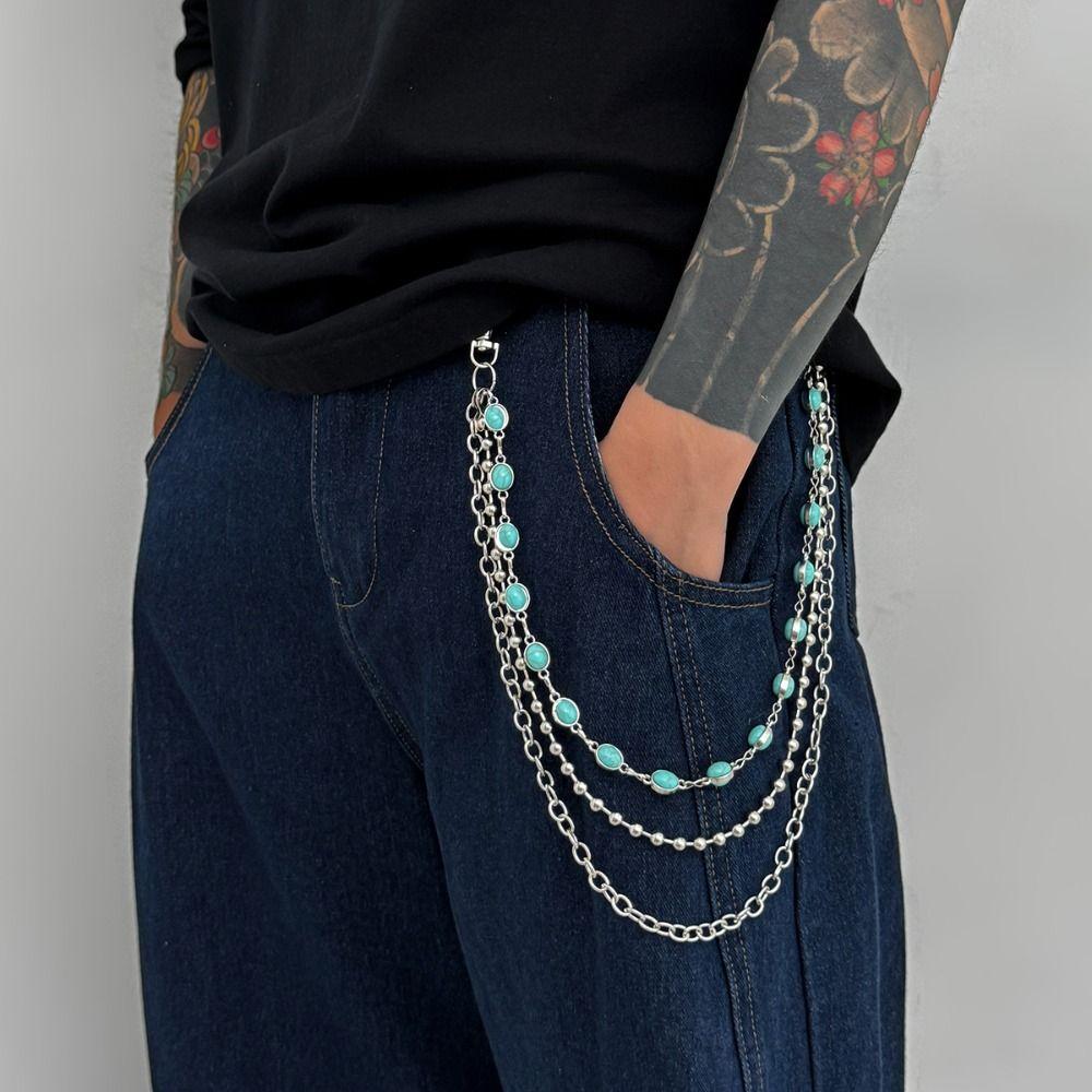 Zinc Zinc Zinc Alloy Pearl Waist Chain Tassel Pants Chain Cool Tassel Jeans Chain  Male