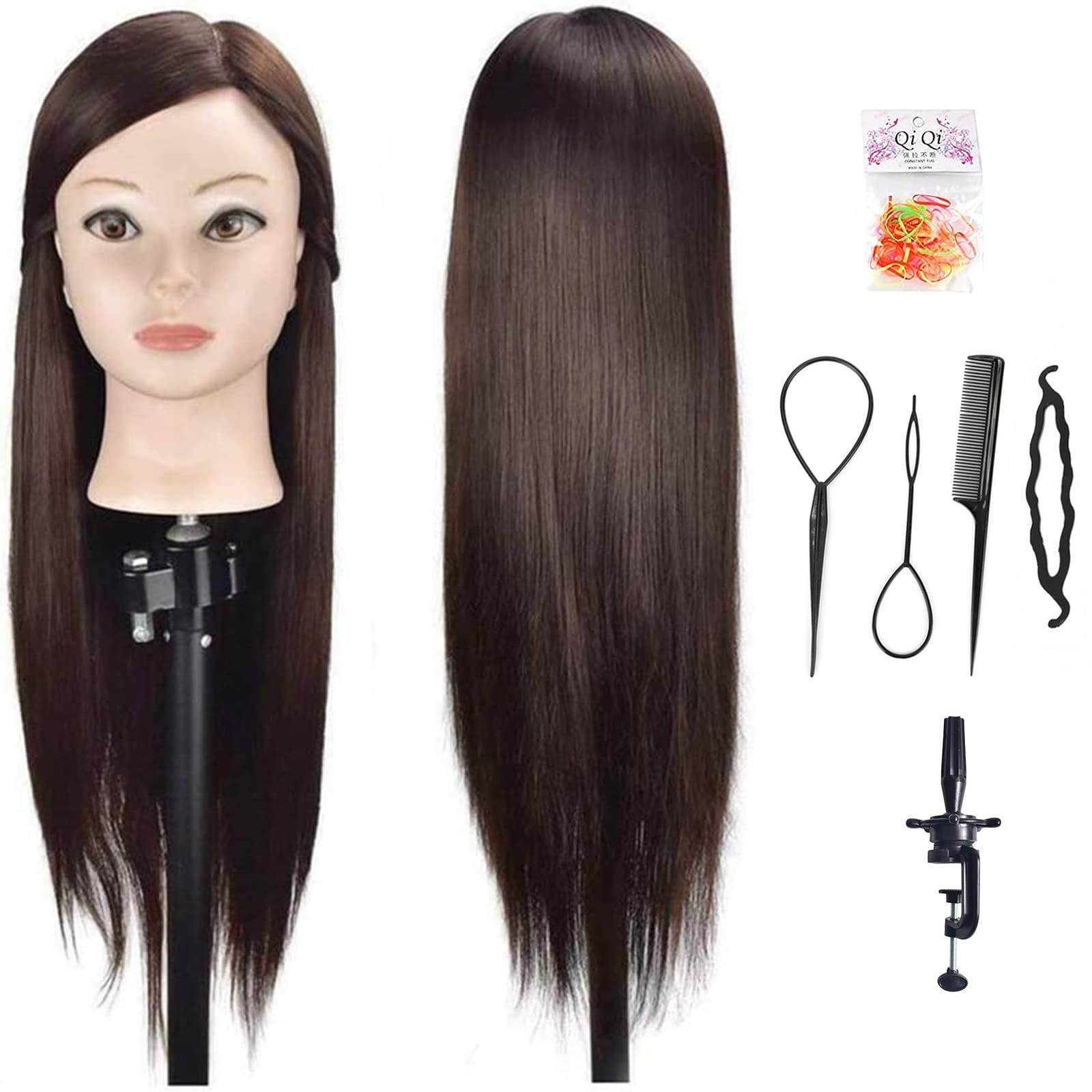 

Ba Sha Braiding Practice Wig Mannequin Head with Hair Accessories, 100% Synthetic Hair, YH0204, for Salons