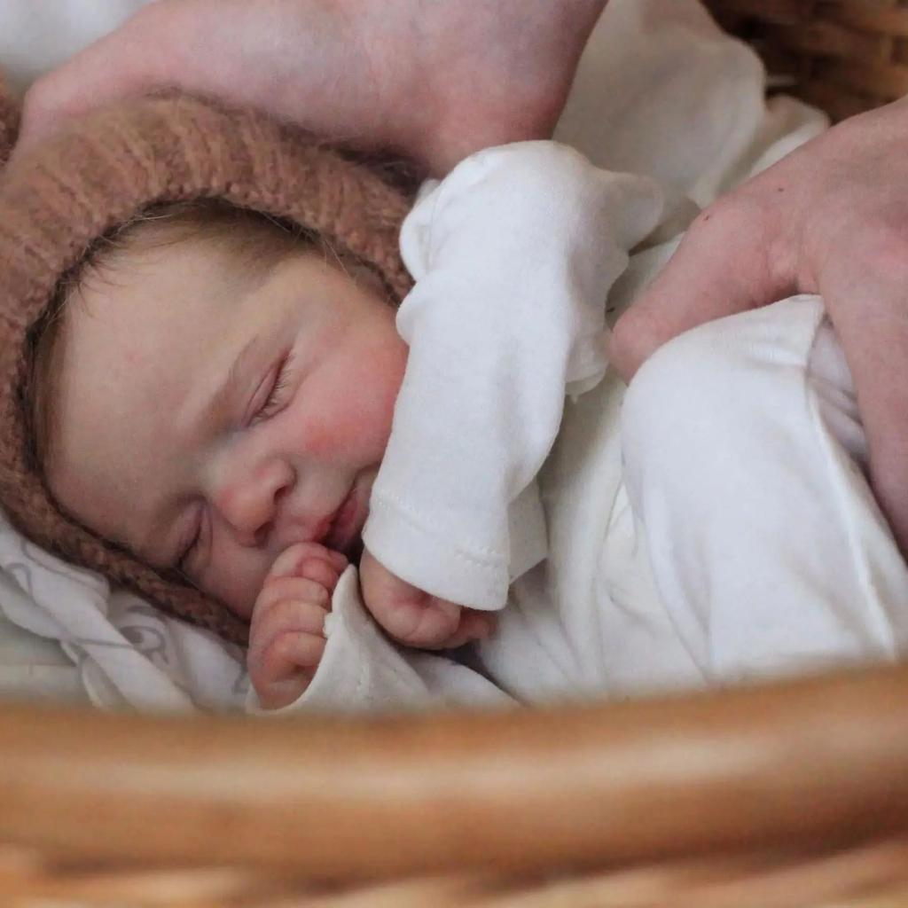 BZDOLL 3D-paint Skin with Visible Veins 48cm 19inch Soft Touch Vinyl Asleep Reborn Baby Doll Toy for Girl Lifelike Kid Birthday Gift