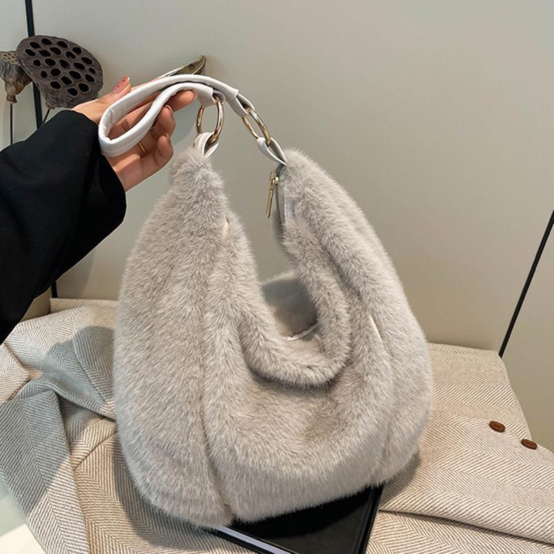 Yogodlns Handbag Faux Plush Bag Temperament Armpit Women's Hobo Bag Large Capacity Shoulder Bag Winter New Design Handbags