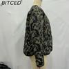 BITCED Women's Winter Plus Size Fashionable Oversized Animal Print Cotton Coat