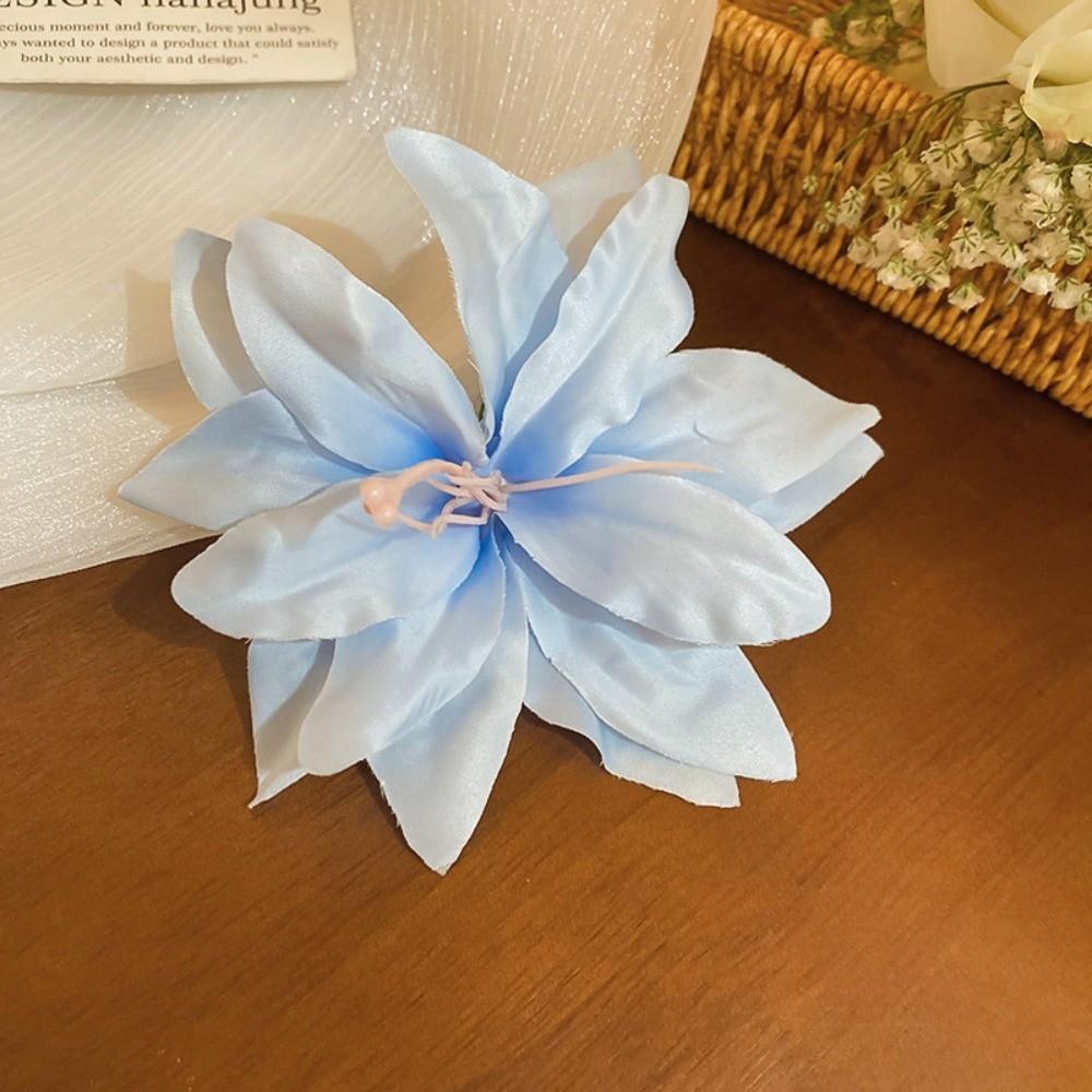Elegant Sweet Petal Hair Clips Vintage Flower Duckbill Clip Red Fabric Hair Barrettes  Women Use