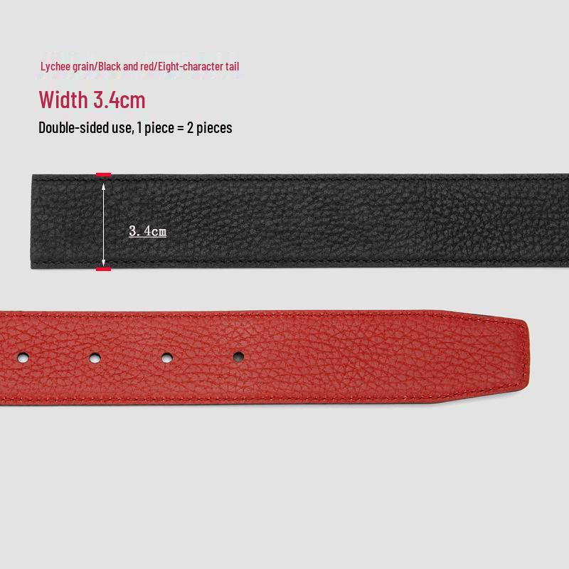 Men s Lychee Pattern Cowhide Belt: Buckle-Free, Durable, Horseshoe Buckle Compatible. 115 cm