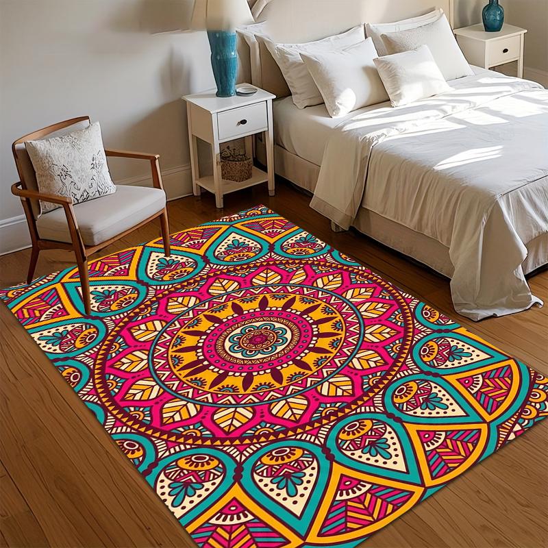 1pc Indian Patterned Carpet Non Slip Floor Mat for Decorative Floor Mat In Living Room Bedrooms Fitting Room and Bathrooms Rugs