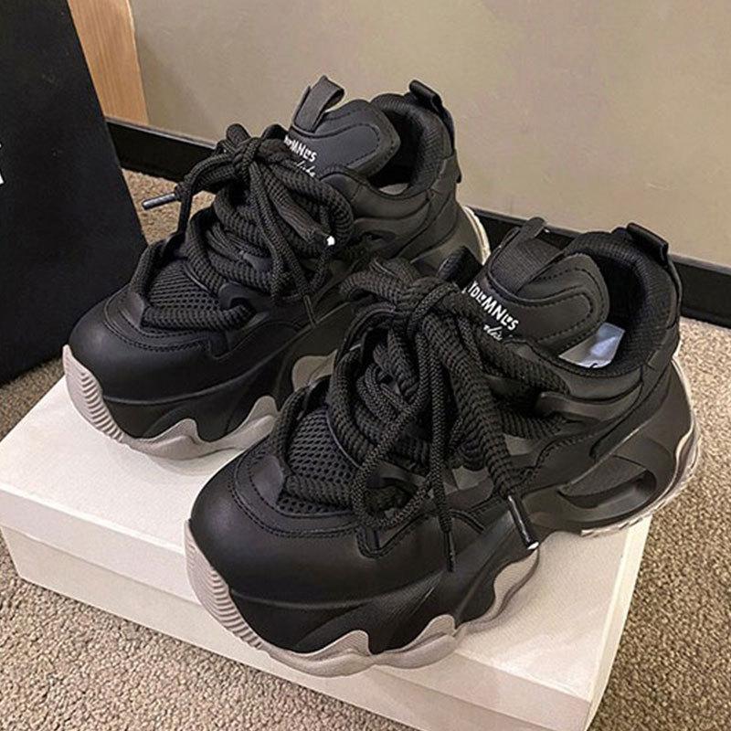 

Dad shoes women s 2025 new spring platform muffin shoes heightening sports shoes ins spring and autumn casual running shoes 35 чорний