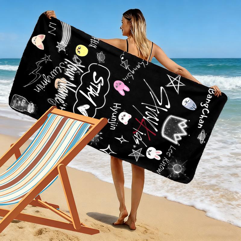 Benutzerdefinierter Name SKZ Druck Strandtuch, Großes Weiches Schnelltrocknendes Handtuch für Strand Camping Schwimmen -HE127