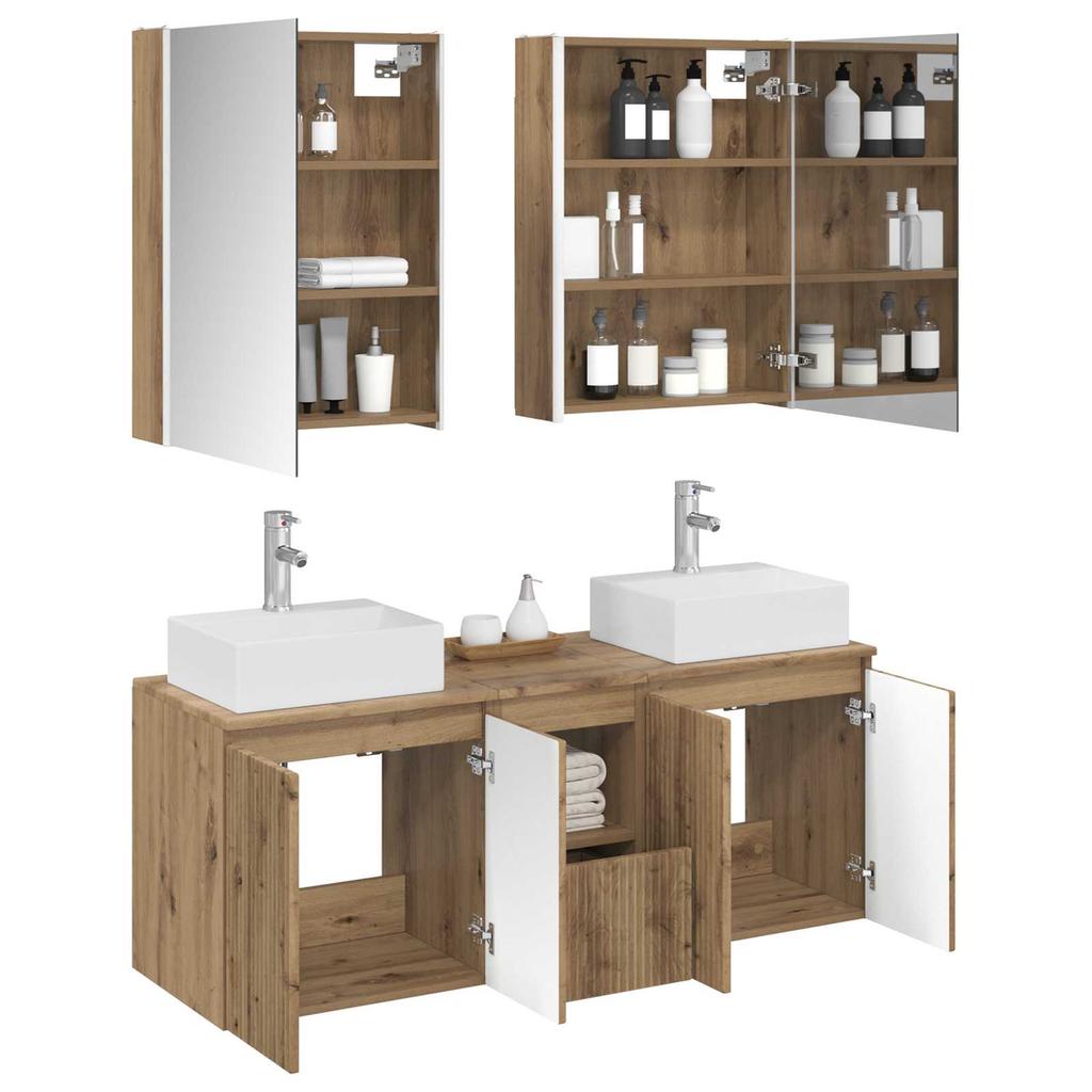 Bathroom Cabinet Set 5 pcs Artisan Oak Wood Based Material