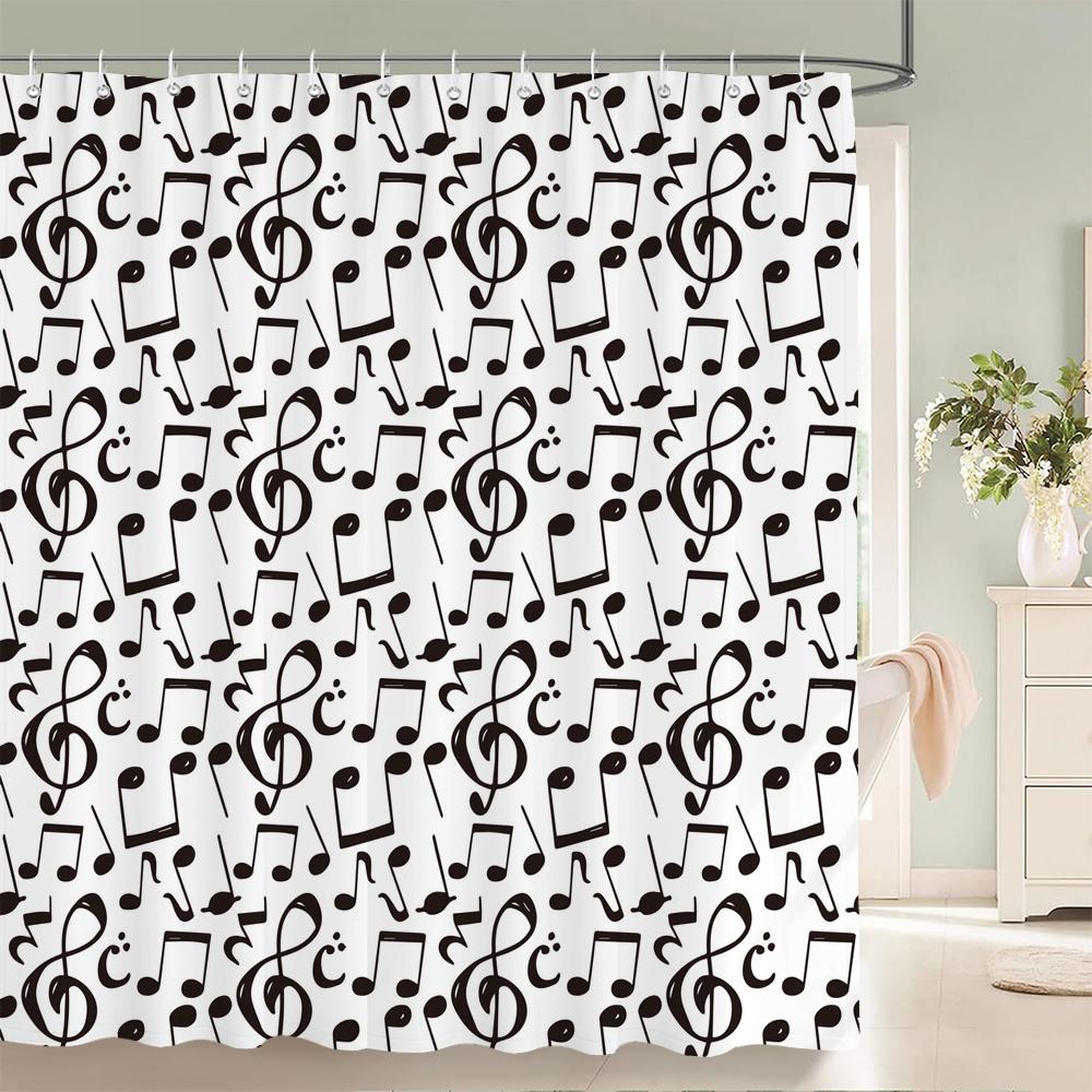 Black and White Striped Shower Curtain With Hooks Waterproof Polyester Fabric Geometric Pattern Home Decor Bathroom Curtain