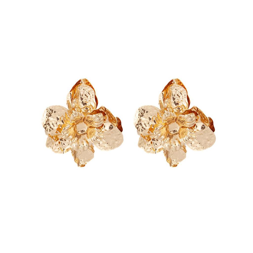 Retro Three-Dimensional Flower Metal Stud Earrings