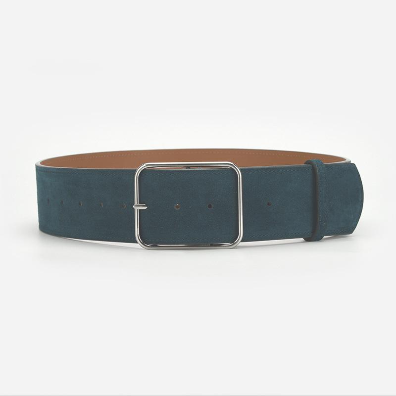 Retro Brede Riem Dames Mat Eenvoudig Met Jeans Rok Riem Gesp Leer Riem 105*5.8cm blauw