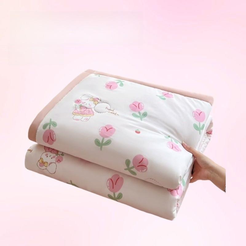 Rabbit Printed Flower Washed Cotton Summer Air Conditioner Quilt For Bedroom