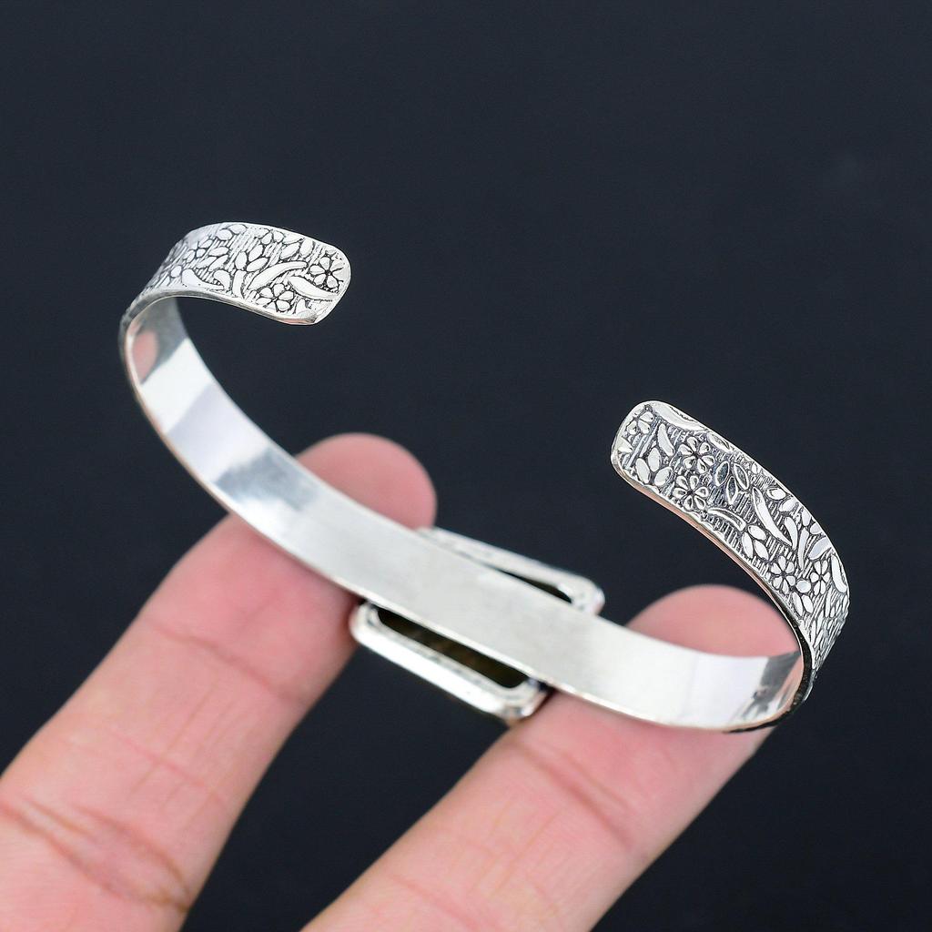 Radiant Natural Rainforest Jasper Anniversary Birthday Mother Bangle 925 Silver