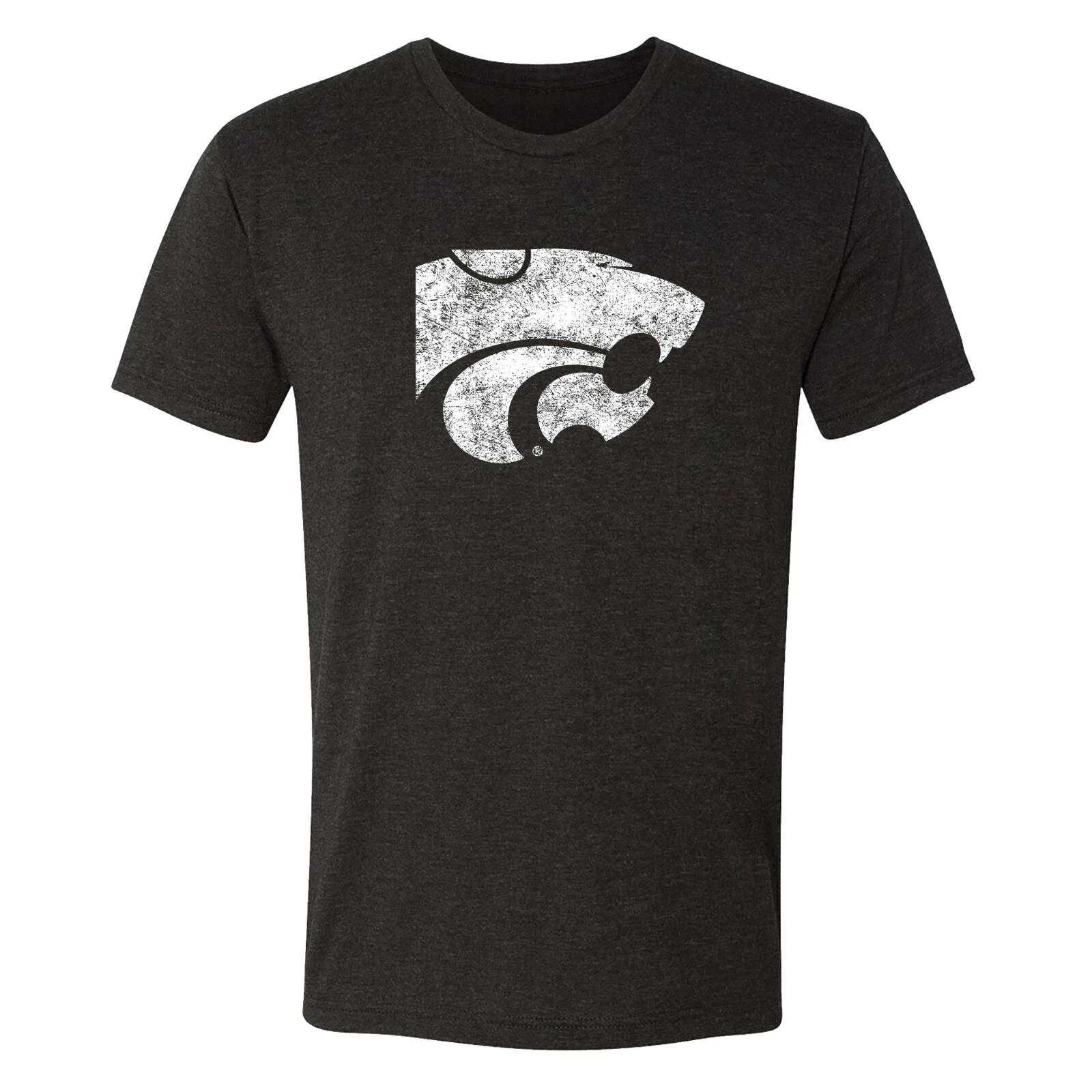 K-State Primary Logo Distressed NLA Triblend - Vintage Black 3XL