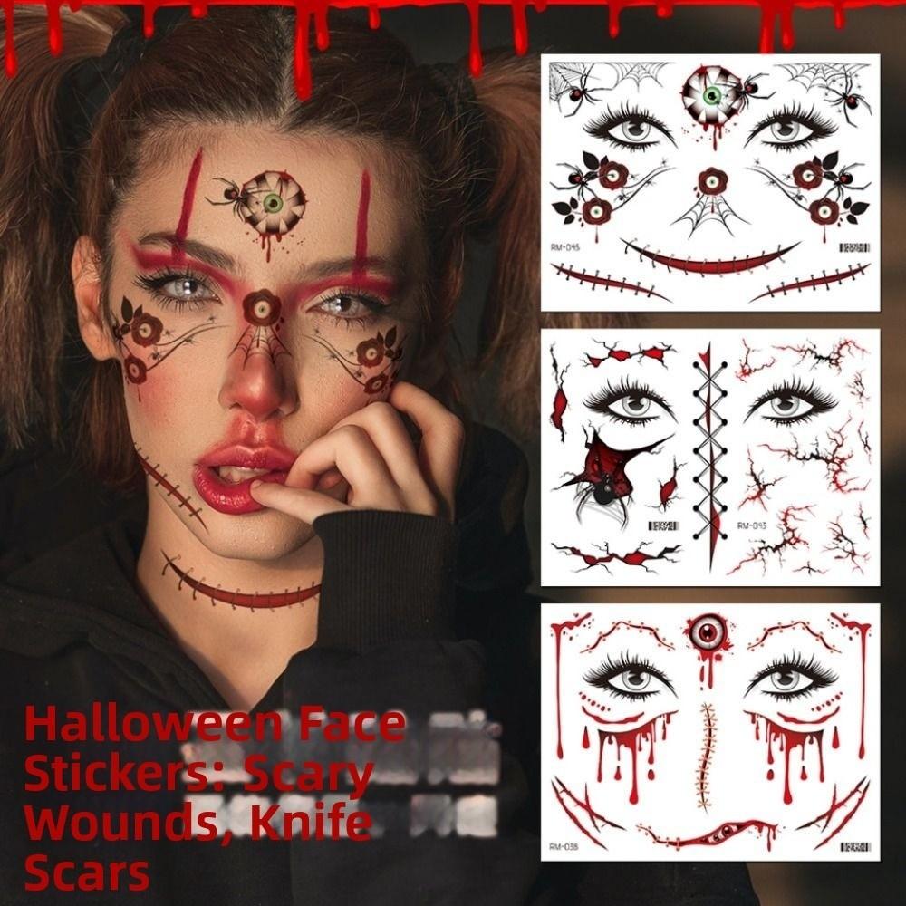 Waterproof Face Decorations Sticker DIY Temporary Scar Stickers Body Art Decals Halloween Party