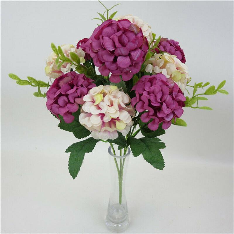 

10 головок искусственных шелковых гортензий, букет цветов, свадебная вечеринка, украшение стола, белый свадебный букет розы красного