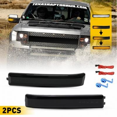 Fit 2009-2014 Ford F-150 Smoked Sequential LED Side Mirror Turn Signal Light EXV