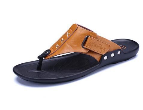 Newest Men S Flip Flops Genuine Leather Slippers Summer Fashion Beach Sandals Shoes For Men Big Size 45 M121 38