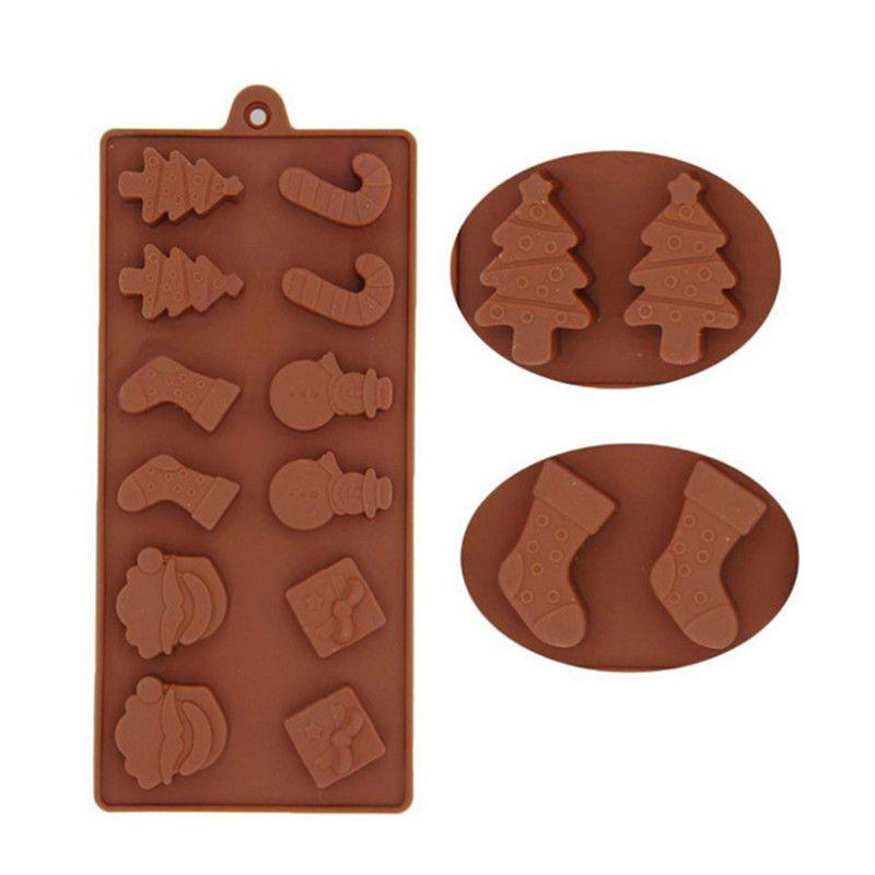 Christmas Santa Chocolate Silicone Mould With Reindeer Santa And Snowman Designs