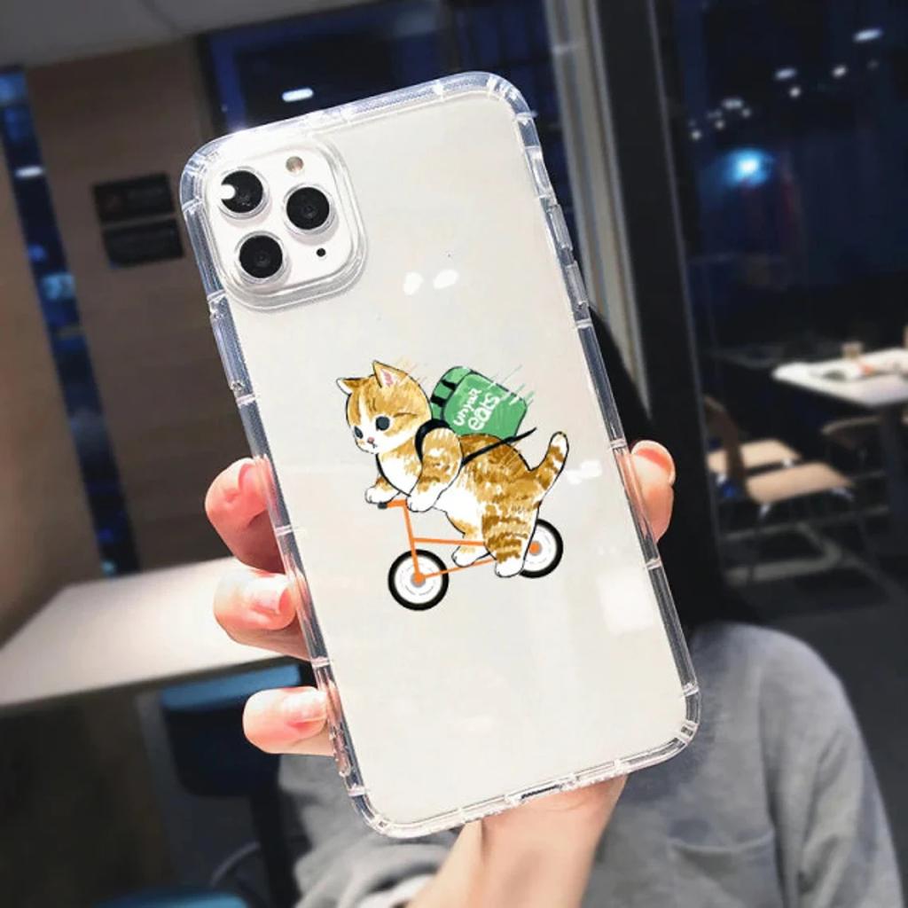Süße Katze Lustige Cartoon Handyhülle für iPhone 11 12 14 13 Pro Max XR XS X 8 7 Plus Süßes Tiermuster Klare Soft Cover Schale