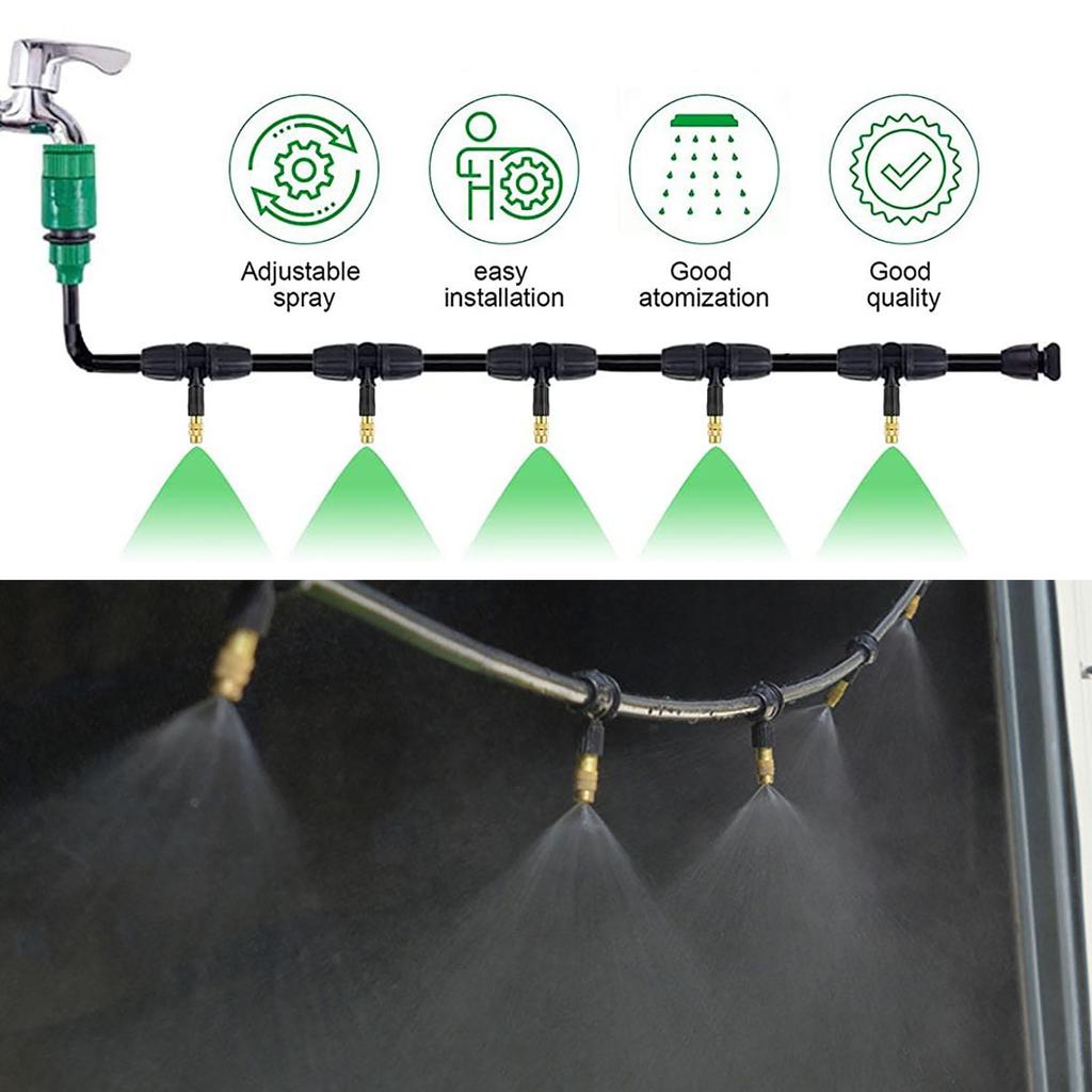 100 Pcs Copper Mist Nozzles Agriculture Tools Greenhouse Irrigation Automatic Cooling Humidifying Sprayer with 4mm Tee
