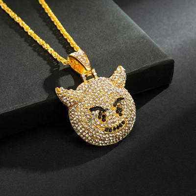 Hot Selling Little Devil Expression Pendant with Zircon Hip Hop Necklace Accessories