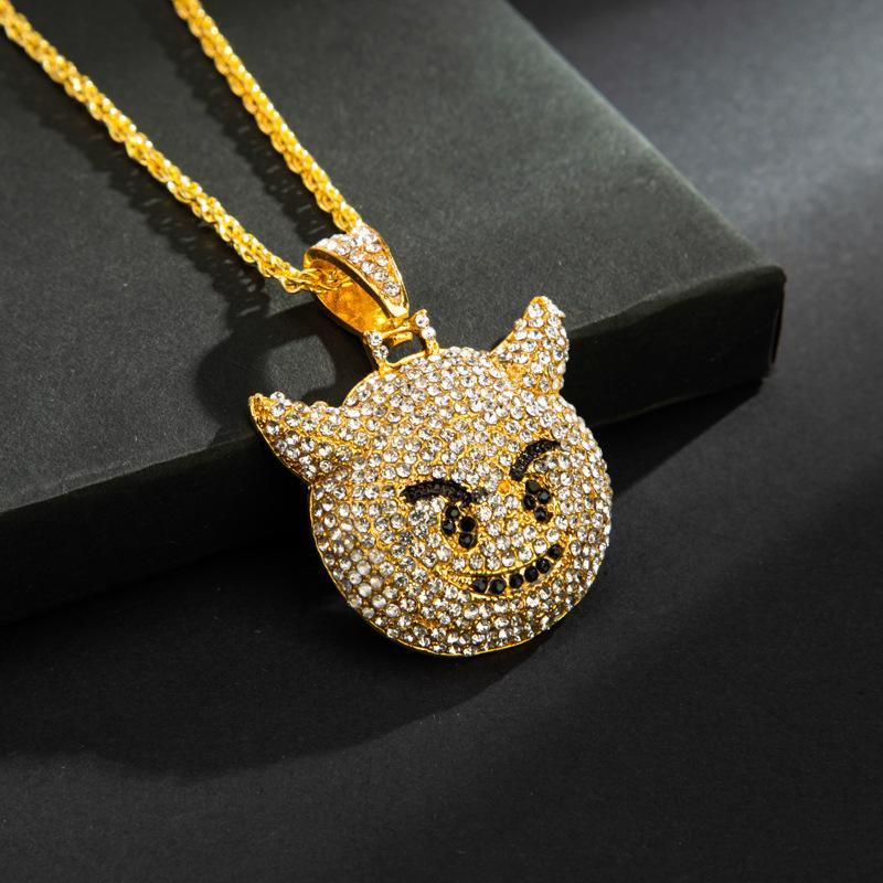 Hot Selling Little Devil Expression Pendant with Zircon Hip Hop Necklace Accessories