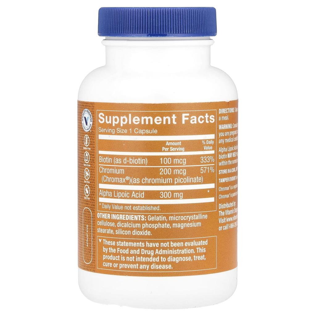 the Vitamin Shoppe Alpha Lipoic Acid with Chromax® and Biotin, 120 Capsules