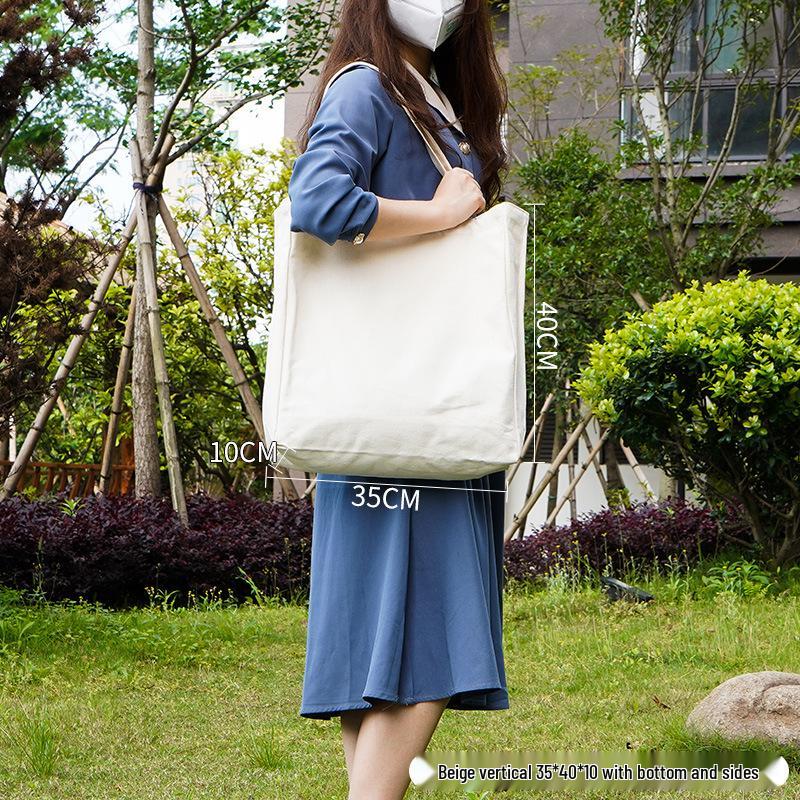 Customizable White Canvas Tote Bag with High-End Feel