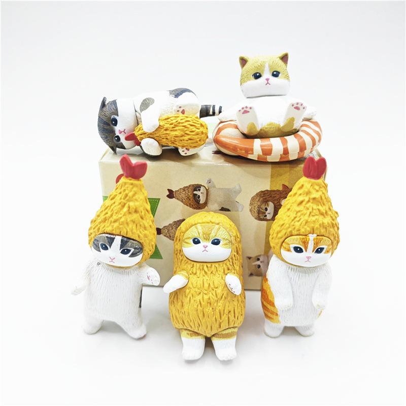 Mufosand Fried Shark Cat Keychain Backpack Pendant Collectible Pvc Action Figurine Trendy Toys Holiday Present Girls