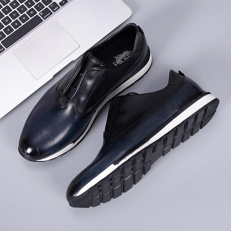 Fashion Luxury Mens Sneakers Genuine Leather Lace-Up Comfortable Oxford Vintage Casual Shoes for Men Outdoor Walking Flat Footwear