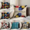 Abstract B-Bauhaus Geometry Pillow Case Anti-dustmite Pillowcase Invisible Zipper Silky Short Plush Sofa Cushion Cover