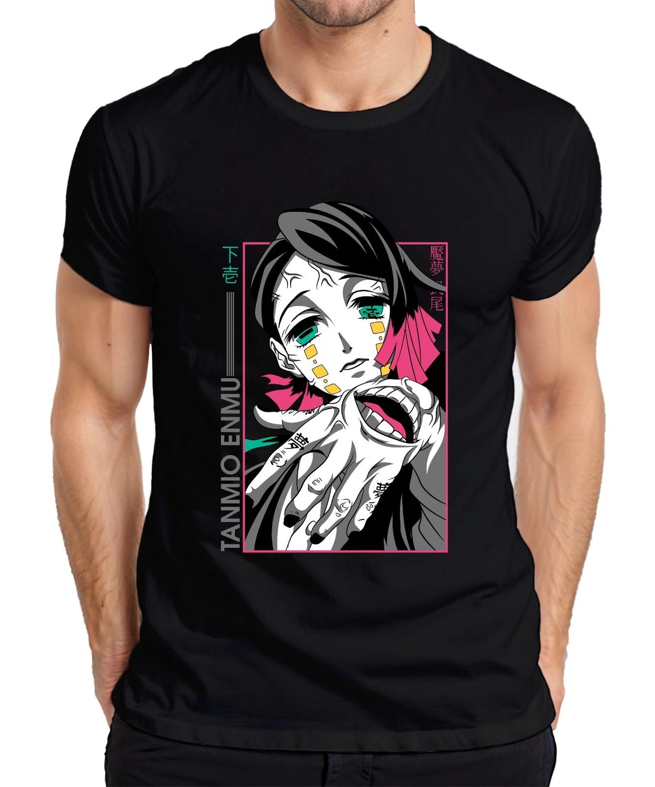 Enmu Dämon Anime Manga Horror Neon Cyberpunk Japan Y2K Streetwear Herren T-Shirt XS