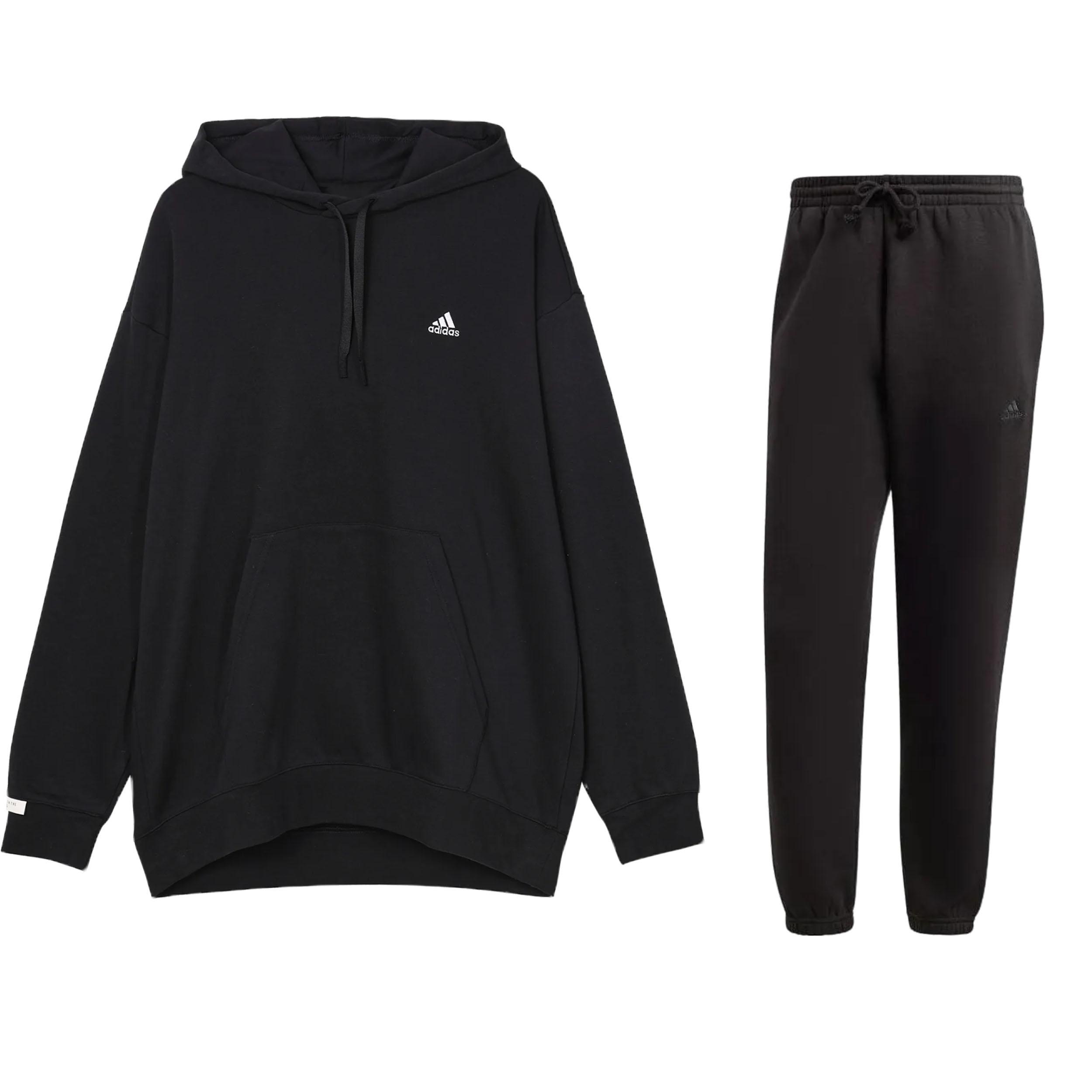 

Adidas Thick Logo Hooded Long Sleeve Drawstring Cuffed Pants Casual Sports Suit Unisex suit Black IV7600+IB4048 L