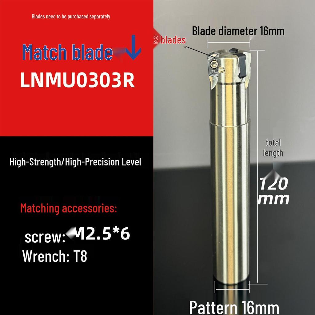 Shock-Resistant Fast Feed Milling Cutter Holder with Double-Sided Exn03R Toshiba lnmu0303 Insert for 4NTE90 Roughing.