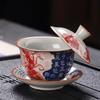 Blau und Weiß Schwebende Sancai Deckelschale Teetasse Antik Dunhuang Kung Fu Tee-Set Einzelne High-End Teeschale mit Deckel Keramik Haushalt