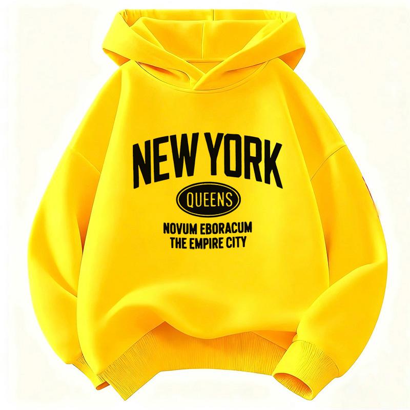 Jungen Mädchen Herbst Winter Freizeit Kapuzenpullover New York Mode Buchstaben Design Kapuzenpullover Kinder Kinder Sweatshirt Kapuzenpullover