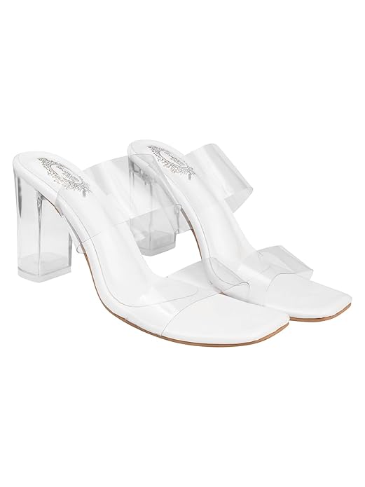 Shoetopia Stylish Trasparent Detailed Block Heels For Women & Girls