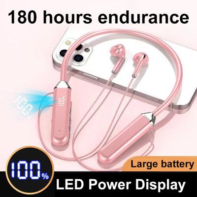 Auriculares de diadema para el cuello  Pantalla digital LED  Super larga duración en espera  Magnético  Auriculares deportivos estéreo inalámbricos compatibles con Bluetooth  para correr