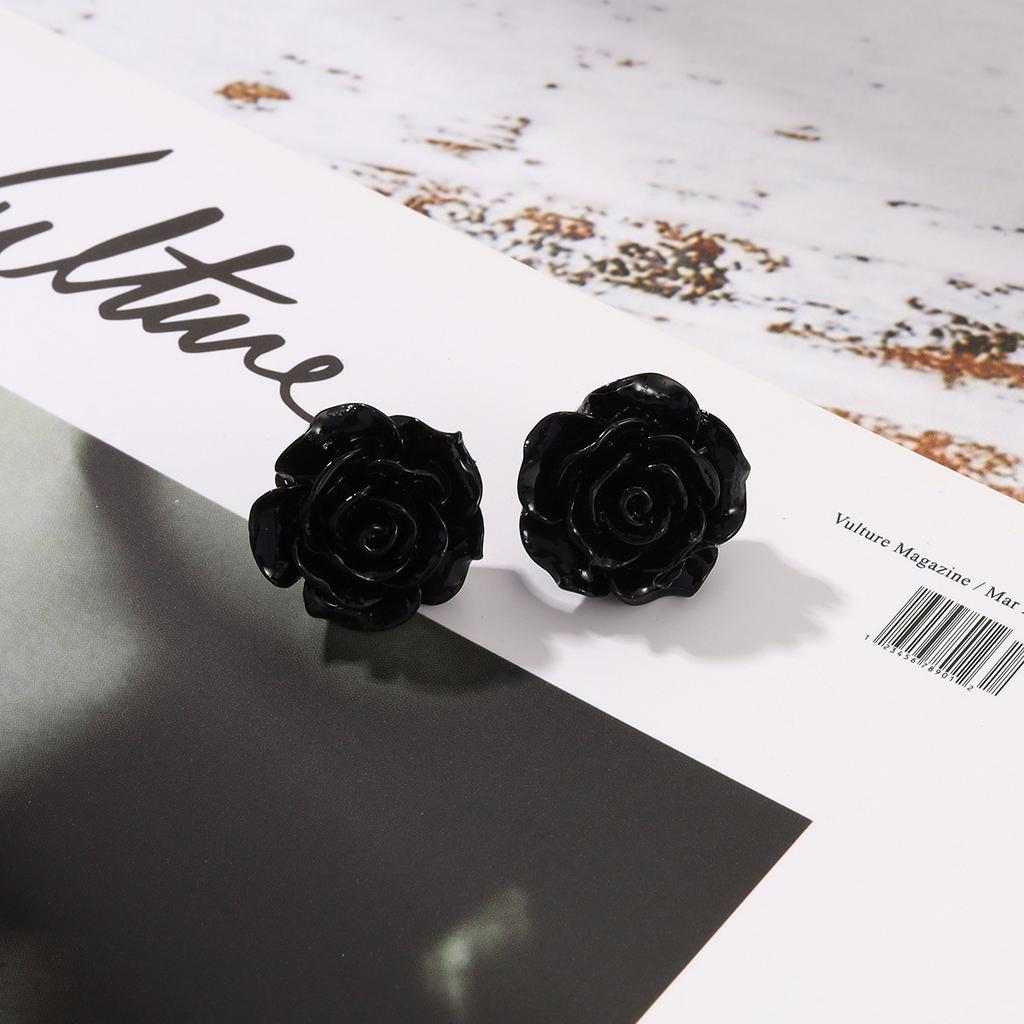 European and American new rose ring stud earrings combination ins cold wind design acrylic jewelry