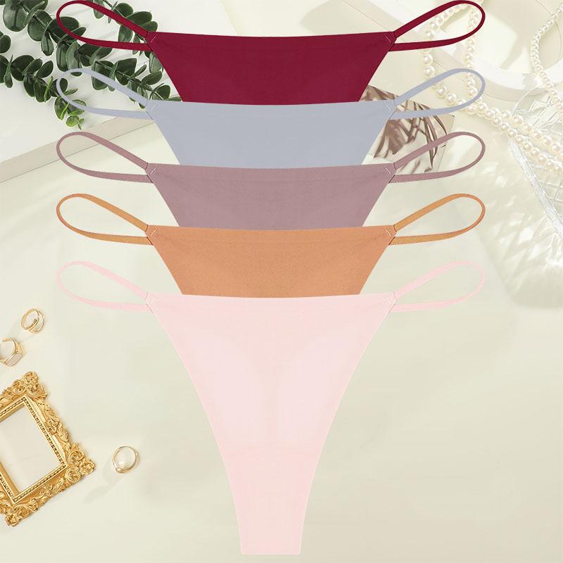 5Pcs/Set Sexy Minimalist Thong Underwear for Women Low Rise Thin Strap Seamless Soft Comfortable Briefs