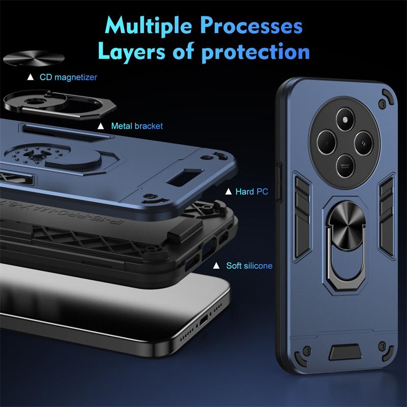 For Xiaomi Poco C75 4G Case Camera Protect Shockproof Armor Funda for PocoC75 Poko Little C75 C 75 4G Magnetic Holder Ring Cover